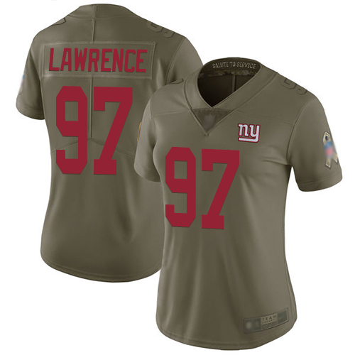 Giants #97 Dexter Lawrence Olive Women's Stitched Limited 2017 Salute To Service Jersey