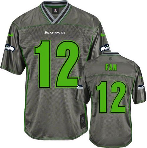Seahawks #12 Fan Grey Men's Stitched Elite Vapor Jersey