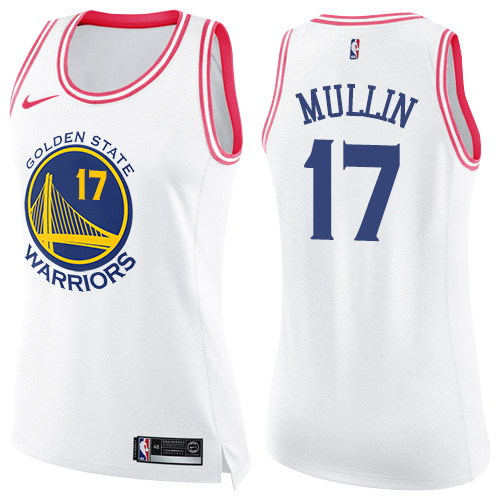 Golden State Warriors #17 Chris Mullin White/Pink Womens Swingman Fashion Jersey Womens