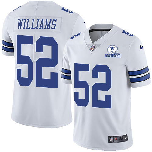 Dallas Cowboys #52 Connor Williams White Men's Stitched With Established In 1960 Patch Vapor Untouchable Limited Jersey Men's