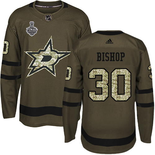 Adidas Dallas Stars #30 Ben Bishop Green Salute to Service 2020 Stanley Cup Final Stitched Jersey Men's