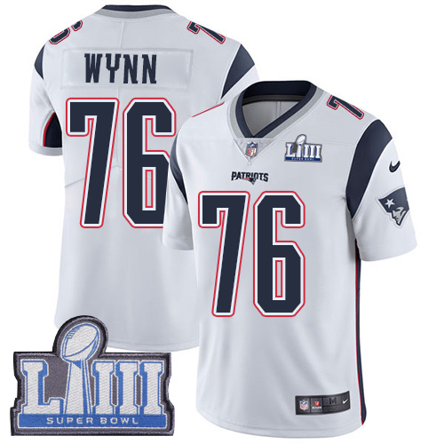New England Patriots #76 Isaiah Wynn White Super Bowl LIII Bound Men's Stitched Vapor Untouchable Limited Jersey Men's