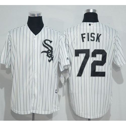 Chicago White Sox #72 Carlton Fisk White(Black Strip) New Cool Base Stitched Jersey Men's