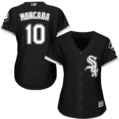 Chicago White Sox #10 Yoan Moncada Black Alternate Women's Stitched Jersey Womens