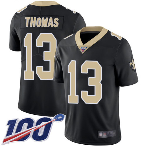 Saints #13 Michael Thomas Black Team Color Youth Stitched 100th Season Vapor Limited Jersey
