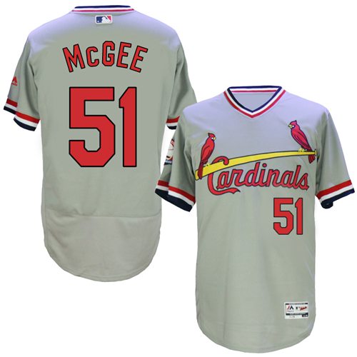St.Louis Cardinals #51 Willie McGee Grey Flexbase Authentic Collection Cooperstown Stitched Jersey Men's
