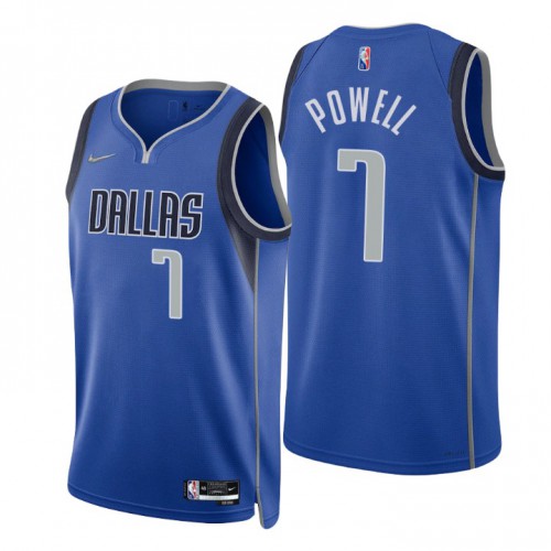 Dallas Mavericks #7 Dwight Powell Blue Mens 2021-22 75th Anniversary Diamond Swingman Jersey - Icon Edition Mens