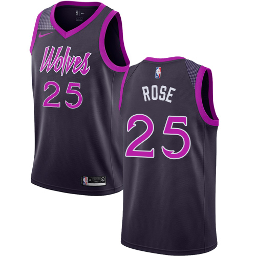 Minnesota Timberwolves #25 Derrick Rose Purple Swingman City Edition 2018/19 Jersey Mens