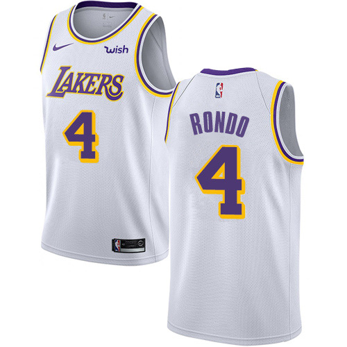 Los Angeles Lakers #4 Rajon Rondo White Swingman Association Edition Jersey Mens