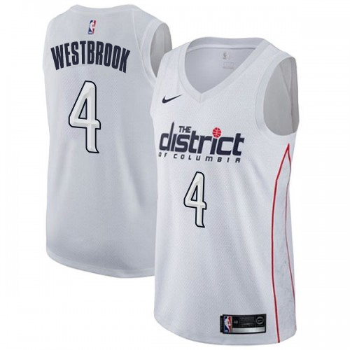 Washington Wizards #4 Russell Westbrook White Swingman City Edition Jersey Mens