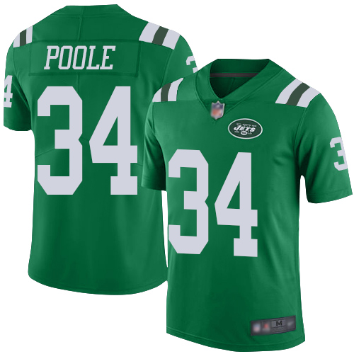New York Jets #34 Brian Poole Green Men's Stitched Limited Rush Jersey Men's