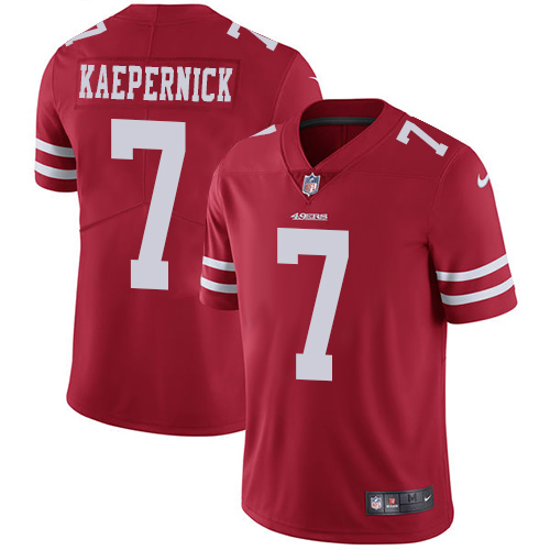 San Francisco 49ers #7 Colin Kaepernick Red Team Color Youth Stitched Vapor Untouchable Limited Jersey Youth