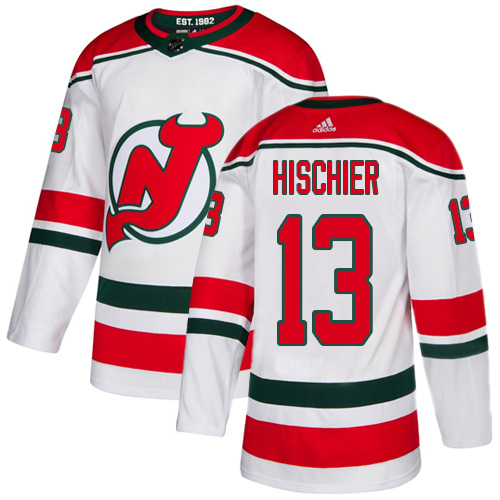 Adidas New Jersey Devils #13 Nico Hischier White Alternate Authentic Stitched Jersey Men's