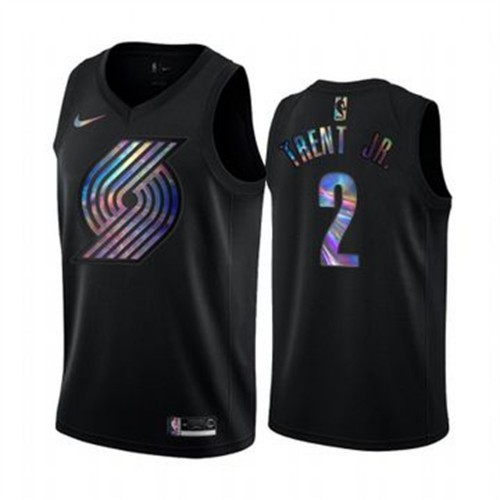 Portland Trail Blazers #2 Gary Trent Jr. Mens Iridescent Holographic Collection Jersey - Black Mens