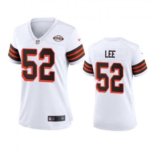 Women Cleveland Browns #52 Elijah Lee 1946 Collection Alternate Game Limited Jersey - White Womens