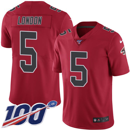 Falcons #5 Drake London Red Stitched Youth Limited Rush 100th Season Jersey