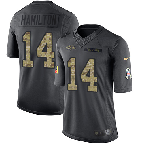 Ravens #14 Kyle Hamilton Black Youth Stitched Limited 2016 Salute To Service Jersey