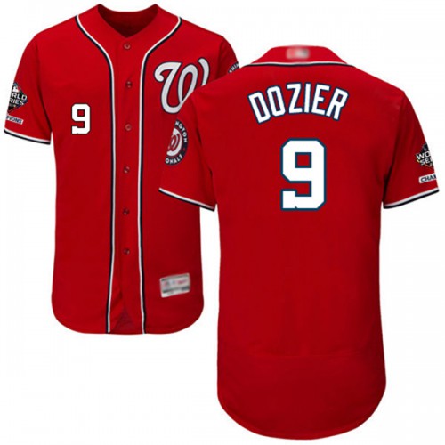Washington Nationals #9 Brian Dozier Red Flexbase Authentic Collection 2019 World Series Champions Stitched Jersey Men's