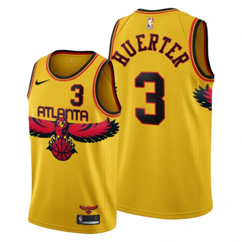 Atlanta Atlanta Hawks #3 Kevin Huerter Mens 2021-22 City Edition Gold Jersey Mens