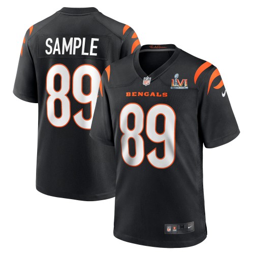 Cincinnati Cincinnati Bengals #89 Drew Sample Black Super Bowl LVI Patch Game Jersey Men's