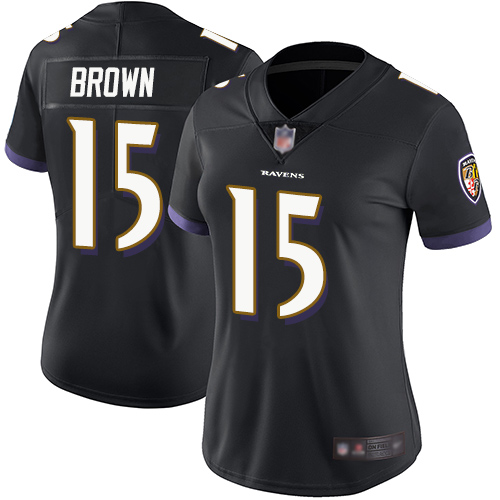 Baltimore Ravens #15 Marquise Brown Black Alternate Women's Stitched Vapor Untouchable Limited Jersey Womens