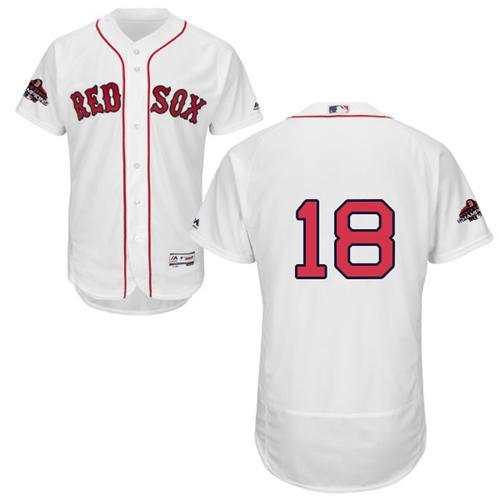 Boston Red Sox #18 Mitch Moreland White Flexbase Authentic Collection 2018 World Series Champions Stitched Jersey Men's