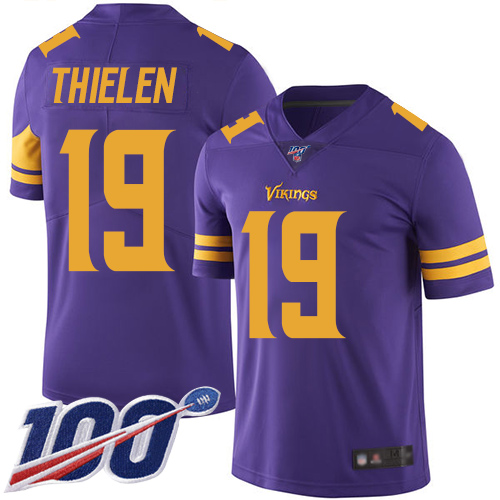 Vikings #19 Adam Thielen Purple Men's Stitched Limited Rush 100th Season Jersey
