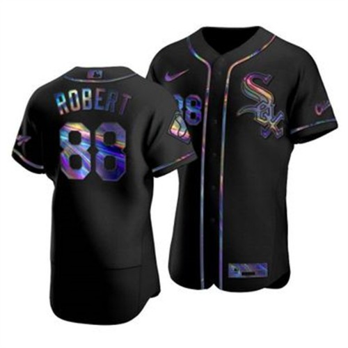 Chicago Chicago White Sox #88 Luis Robert Men's Iridescent Holographic Collection Jersey - Black Men's