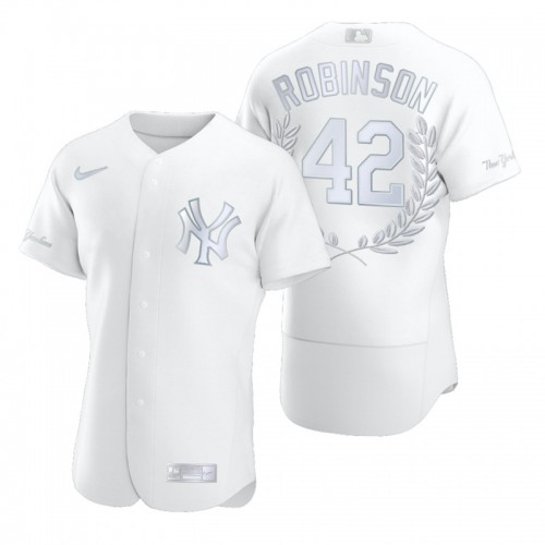 New York New York Yankees #42 Jackie Robinson Men's Platinum MVP Limited Player Edition Jersey Men's