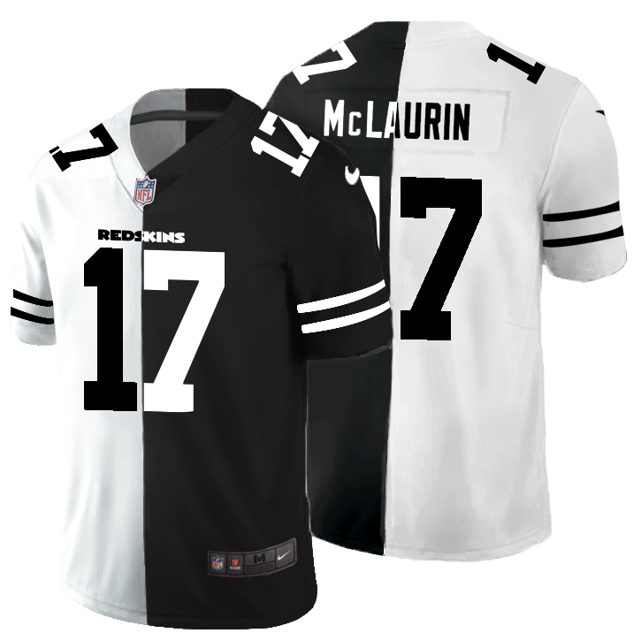 Washington Redskins #17 Terry McLaurin Men's Black V White Peace Split Vapor Untouchable Limited Jersey