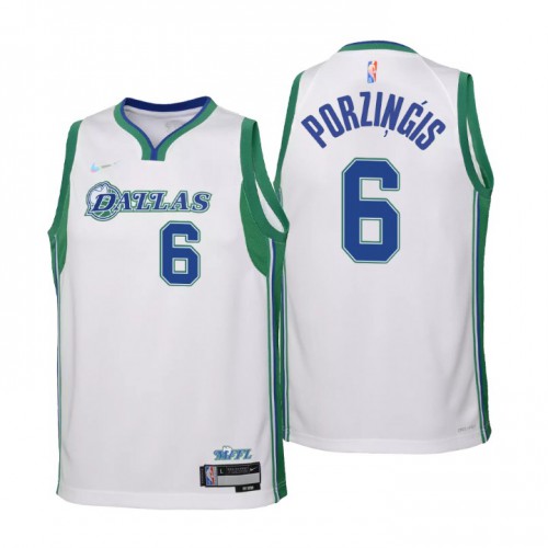 Dallas Dallas Maverickss #6 Kristaps Porzingis Youth White 2021/22 Swingman Jersey - City Edition Youth