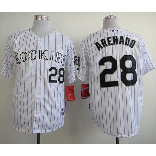 Colorado Rockies #28 Nolan Arenado White Cool Base Stitched Jersey Men's