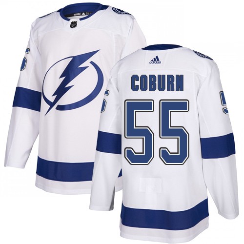 Adidas Tampa Bay Lightning #55 Braydon Coburn White Road Authentic Stitched Jersey Men's