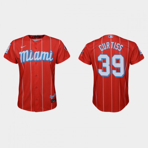Miami Miami Marlins #39 John Curtiss Youth 2021 City Connect Authentic Jersey Red Youth