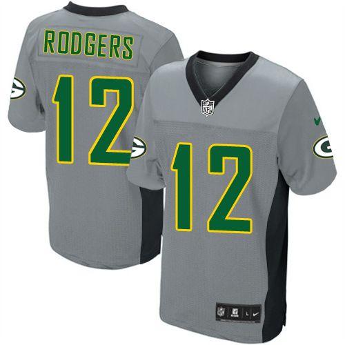Packers #12 Aaron Rodgers Grey Shadow Youth Stitched Elite Jersey