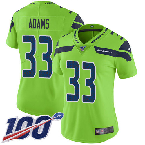 Seahawks #33 Jamal Adams Green Women's Stitched Limited Rush 100th Season Jersey