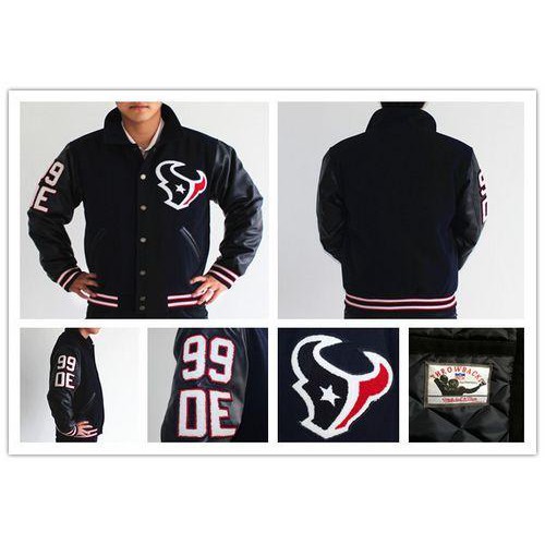 Mitchell And Ness Houston Houston Texans #99 J.J. Watt Authentic Wool Jacket Men's