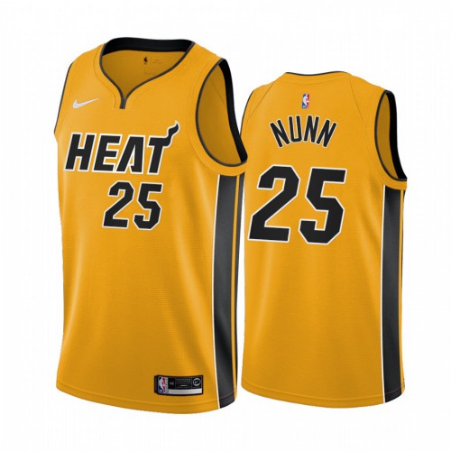 Miami Miami Heat #25 Kendrick Nunn Yellow Swingman 2020-21 Earned Edition Jersey Mens