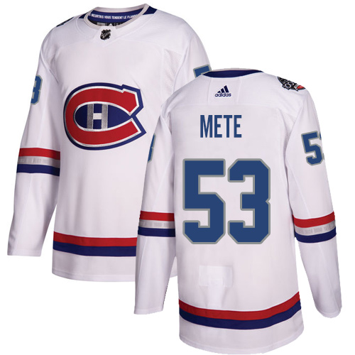 Adidas Montreal Canadiens #53 Victor Mete White Authentic 2017 100 Classic Stitched Jersey Men's
