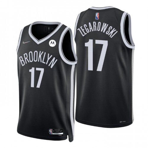 Brooklyn Nets #17 Marcus Zegarowski Black Mens 2021-22 75th Anniversary Diamond Swingman Jersey - Icon Edition Mens