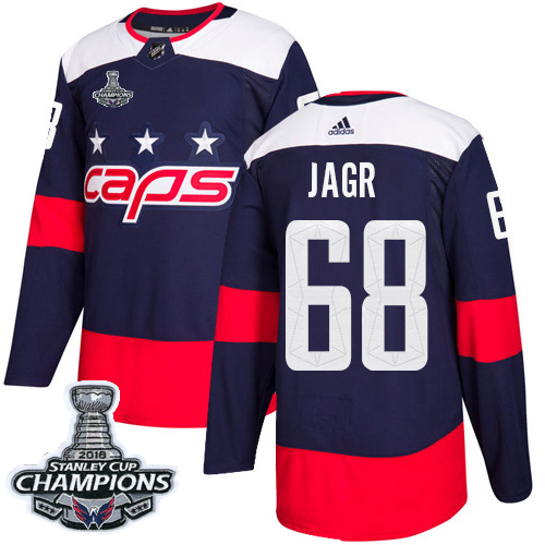 Adidas Washington Capitals #68 Jaromir Jagr Navy Authentic 2018 Stadium Series Stanley Cup Final Champions Stitched Jersey Men's