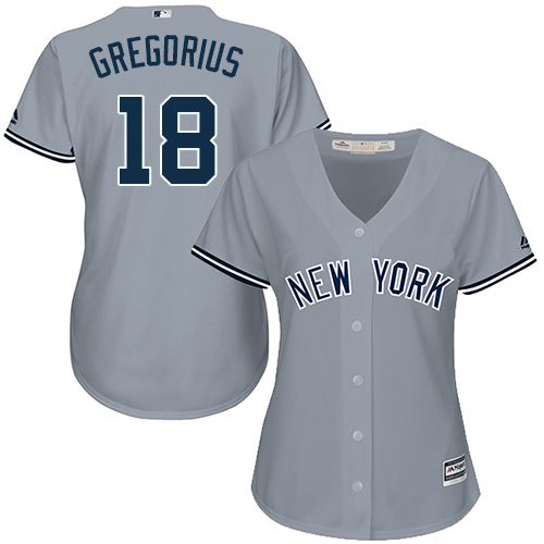 New York Yankees #18 Didi Gregorius Grey Road Women's Stitched Jersey Womens
