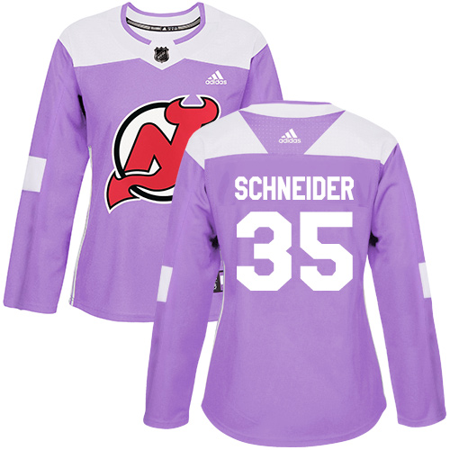 Adidas New Jersey Devils #35 Cory Schneider Purple Authentic Fights Cancer Women's Stitched Jersey Womens