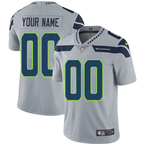 Seattle Seahawks Customized Grey Alternate Stitched Vapor Untouchable Limited Men's Jersey