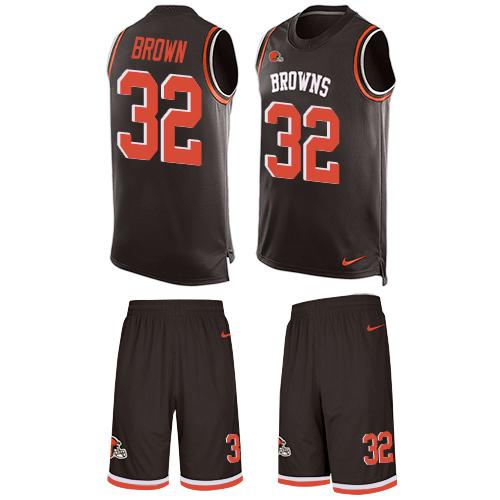 Browns #32 Jim Brown Brown Team Color Men's Stitched Limited Tank Top Suit Jersey