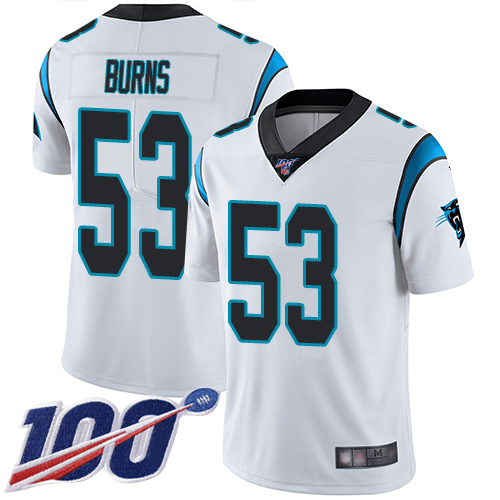 Panthers #53 Brian Burns White Men's Stitched 100th Season Vapor Limited Jersey