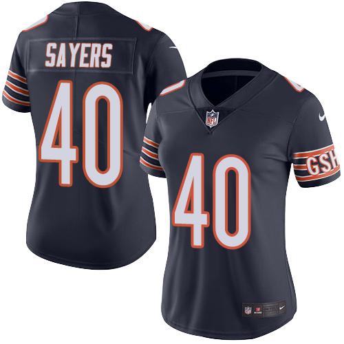 Chicago Bears #40 Gale Sayers Navy Blue Team Color Women's Stitched Vapor Untouchable Limited Jersey Womens