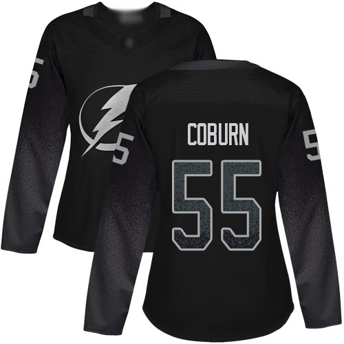 Adidas Tampa Bay Lightning #55 Braydon Coburn Black Alternate Authentic Women's Stitched Jersey Womens