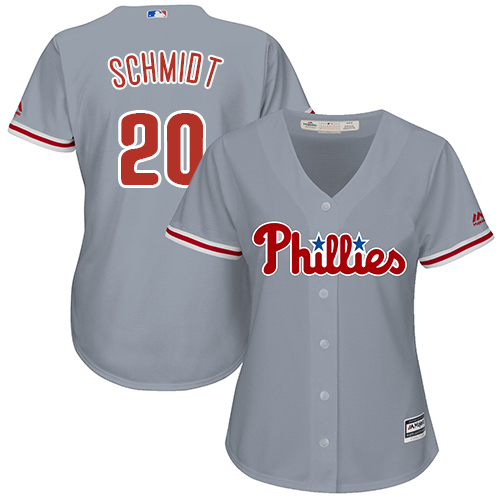 Philadelphia Phillies #20 Mike Schmidt Grey Road Women's Stitched Jersey Womens