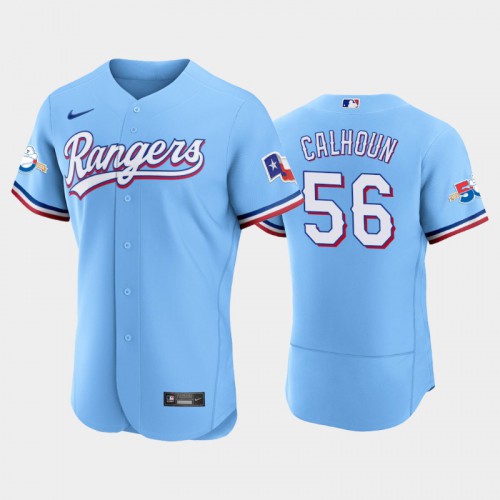 Texas Texas Rangers #56 Kole Calhoun Authentic 50th Anniversary Men's Alternate Jersey - Light Blue Men's